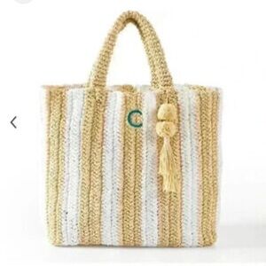 New w Tag: Mark & Graham Cabana Striped Straw Tote